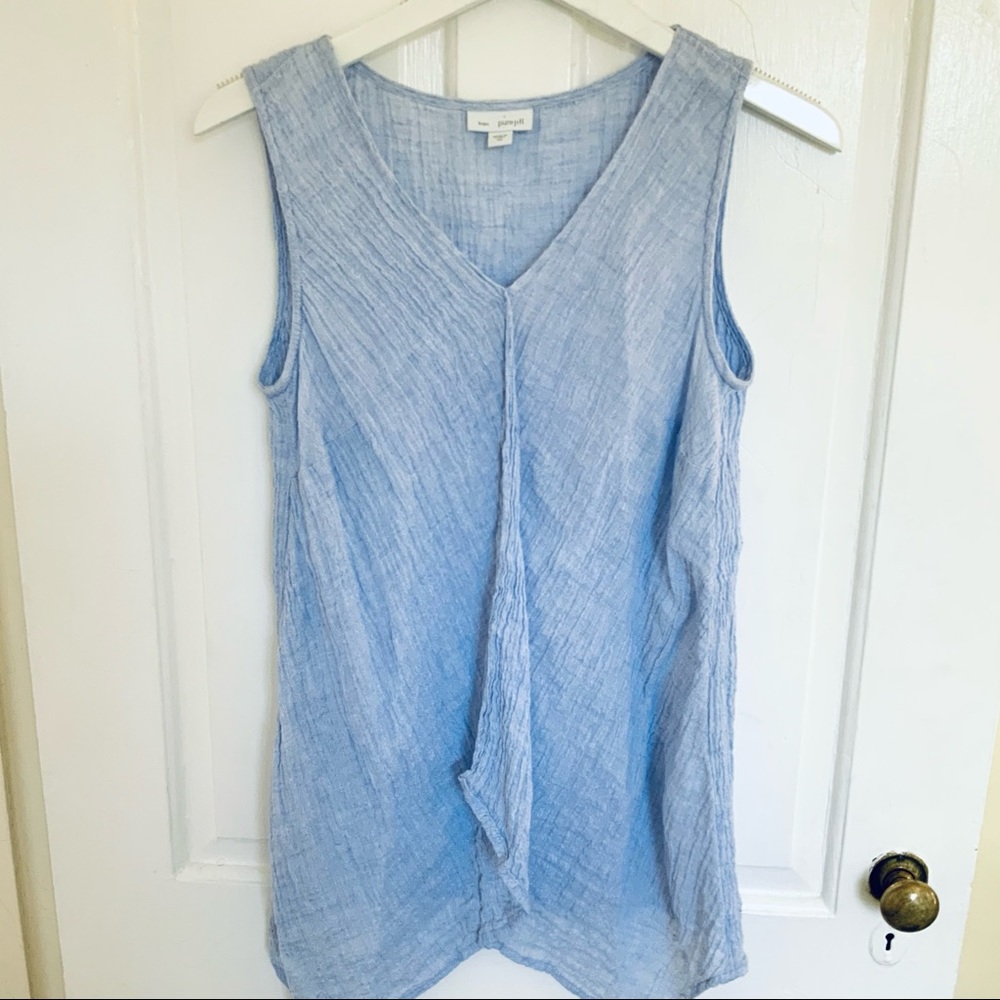 PureJill Ruffled Linen Sleeveless Top